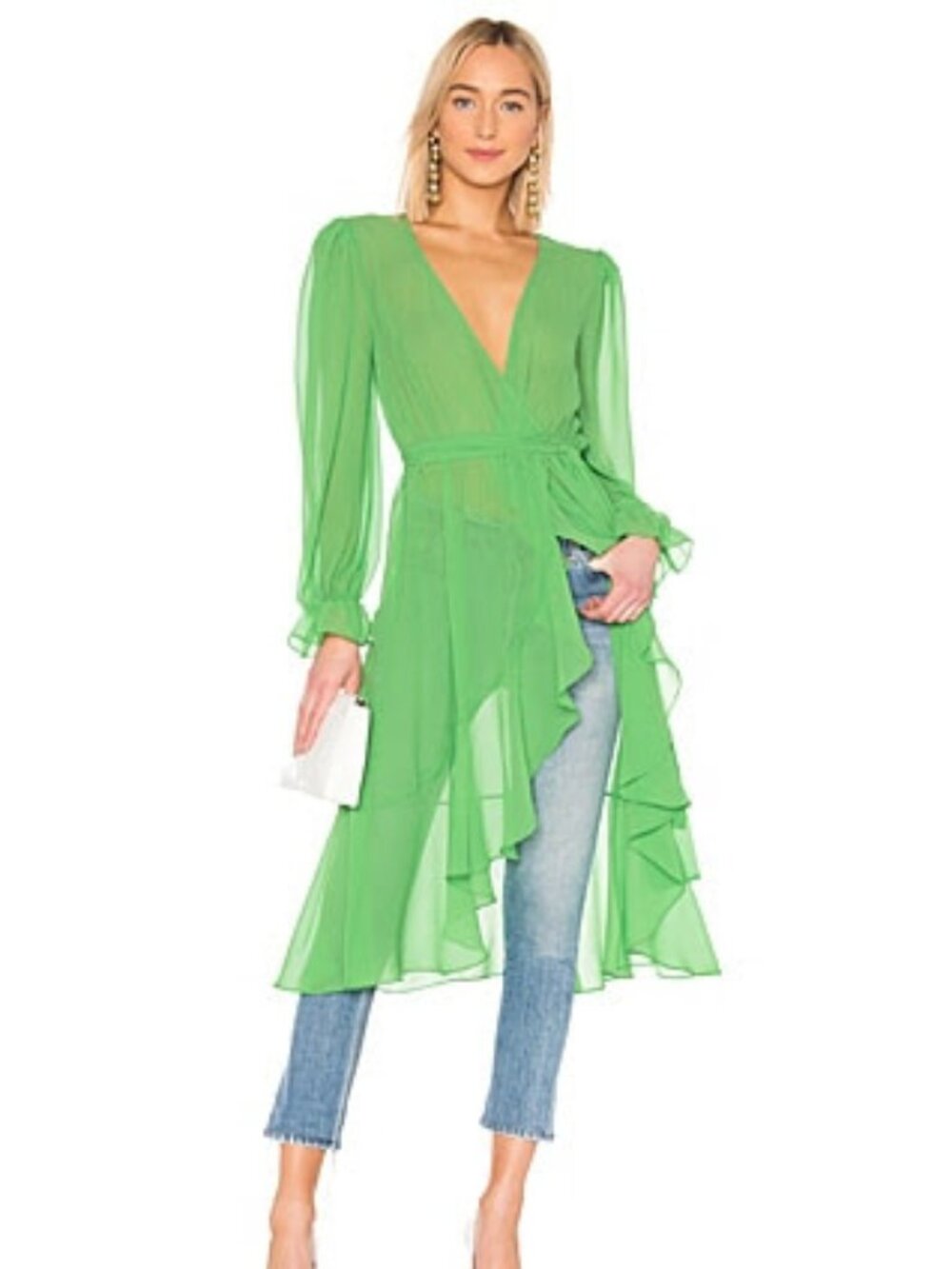 LPA Emerald Green Ruffle Duster | Revolve | Size Medium